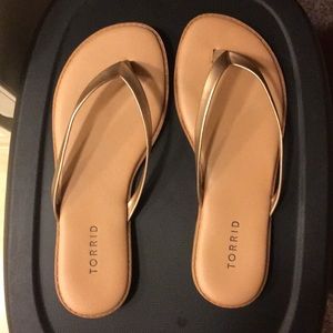 Rose Gold Faux Leather Flip Flop Sandal